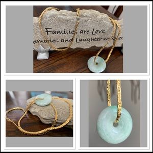 14K Gold Plate Necklace &Jade Pendant